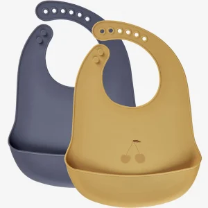 Celavi - Lot de 2 bavoirs silicone granit bleu