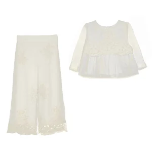 ABEL & LULA - Ensemble fille en tulle jacquard avec haut et pantalon