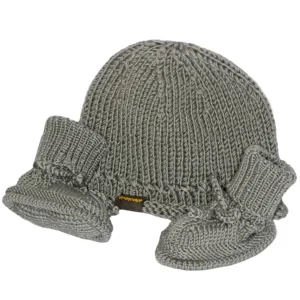 MAMART - coffret cadeau bébé bonnet et pinsons gris moyen travail manuel suisse dans une boîte cadeau