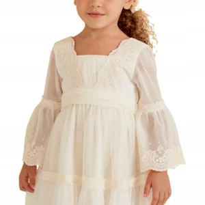 ABEL & LULA - robe en tulle brodé beige