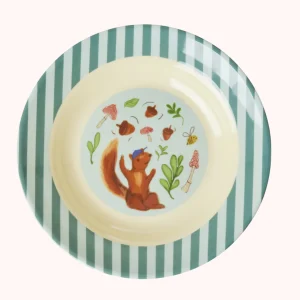 RICE - Assiette enfant en mélamine Bowl Happy Forest Bleu