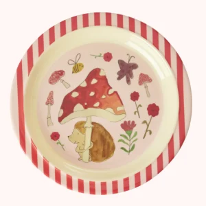 RICE - Assiette enfant en mélamine Happy Forest Rose