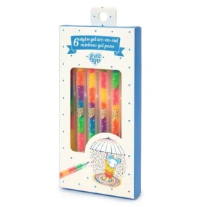 6 stylos gel arc en ciel