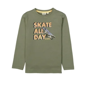 GARCIA - T-shirt vert olive à manches longues pour garçon