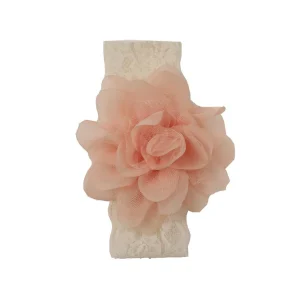 Bandeau élastique Tessa avec application de fleurs Dusty Rose