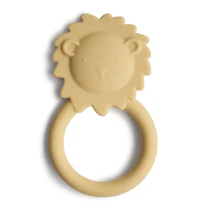 MUSHIE - Anneau de Dentition Bébé en Silicone Lion Doux Jaune