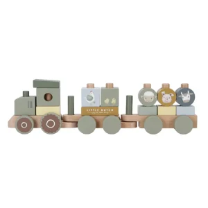 LITTLE DUTCH - Train en bois avec formes enfichables Little Farm LD7154