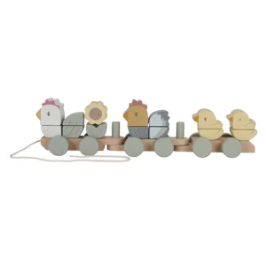 LITTLE DUTCH - Train en bois avec formes enfichables poulet Little Farm LD7135