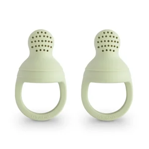 MUSHIE - Lot de 2 distributeurs de nourriture fraîche en silicone - Sauge