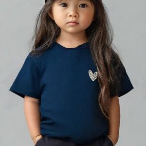 T-shirt noir coeur léopard