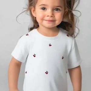 T-shirt blanc cerise