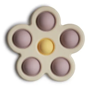 MUSHIE - Jouet à Pousser en Silicone Fleur Presse Fleur Lilas Pâle Jonquille Ivoire