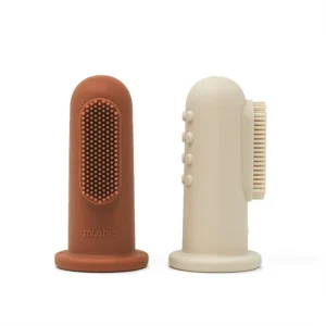 MUSHIE - Brosse à dents en silicone pour doigts Argile / Sable mouvant Lot de 2