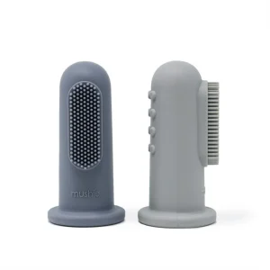 MUSHIE - Brosse à Dents Doigt en Silicone Pierre / Tradewinds Lot de 2