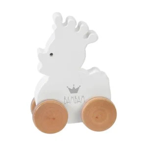 BAMBAM - canard jouet en bois sur roulettes