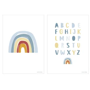LITTLE DUTCH - Affiche A3 Rainbow ABC Blue - Impression recto-verso réversible PW10320040
