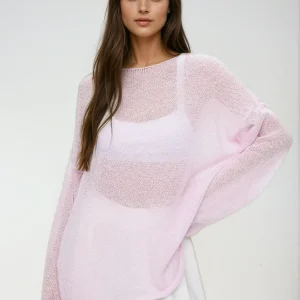 Pull femme léger en maille transparente