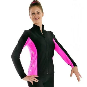 Veste patinage artistique SAGESTER Swarovski noir fuchsia fluo