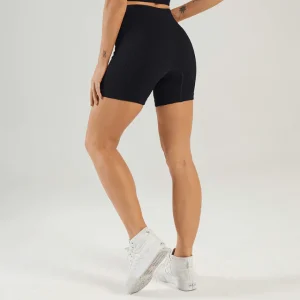 Short De Sport De Yoga Sans Couture À Large Bande De Taille Pour Femmes