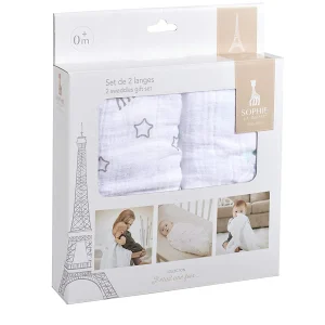 SOPHIE LA GIRAFE - coffret cadeau 2 langes / langes