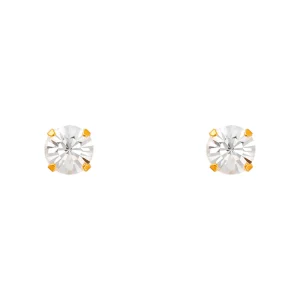 STUDEX - Clous d'oreilles Tiffany Cubic Zirconia serti couronne 5mm plaqué or