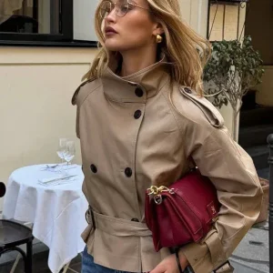 Veste trench beige femme double boutonnage